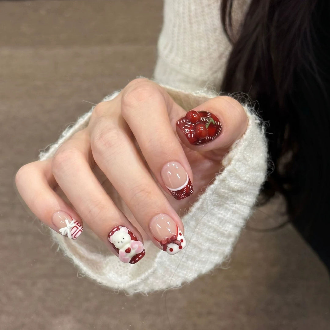 Whimsical Dessert-Themed Press-On Nail Art Set Bowlift