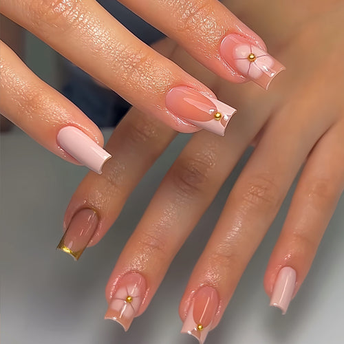 Elegant French Tip Press-On Nails Bowlift