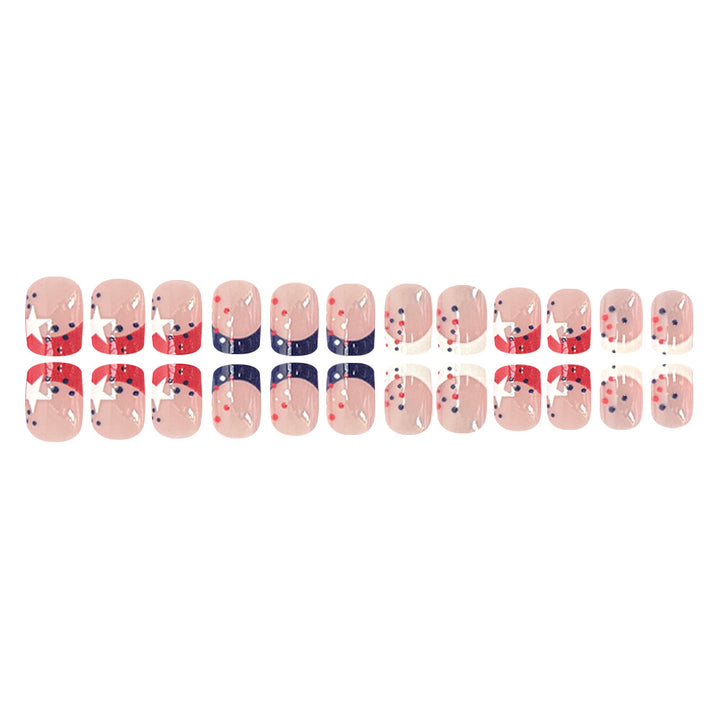 Decorative Press-On Nail Art Set with Star and Stripe Designs Bowlift