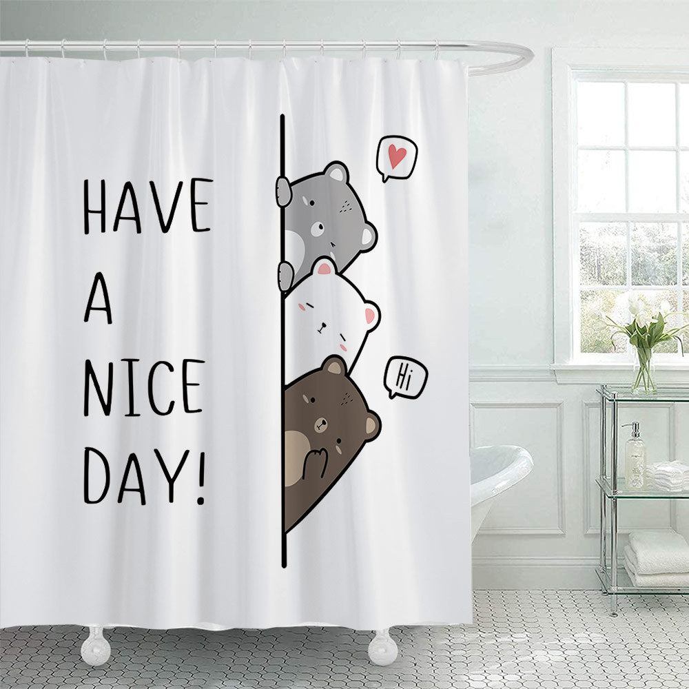 Playful Bear-Themed Shower Curtain Bowlift