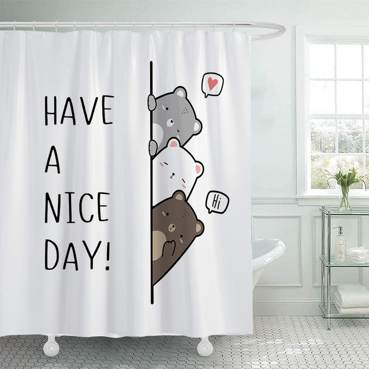 Playful Bear-Themed Shower Curtain Bowlift