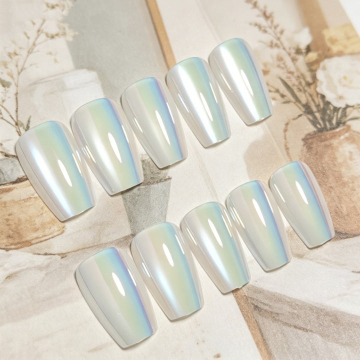 Iridescent Glossy Press-On Nail Set Bowlift