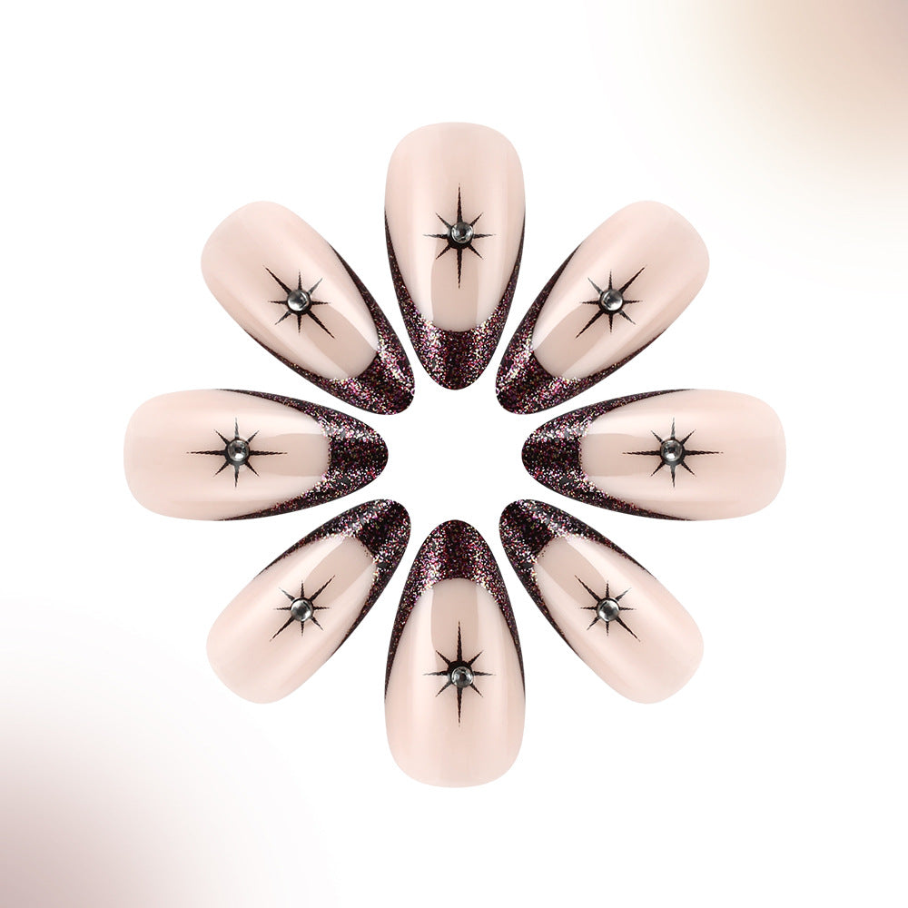 Glamorous Star-Embellished French Tip Nail Art Bowlift