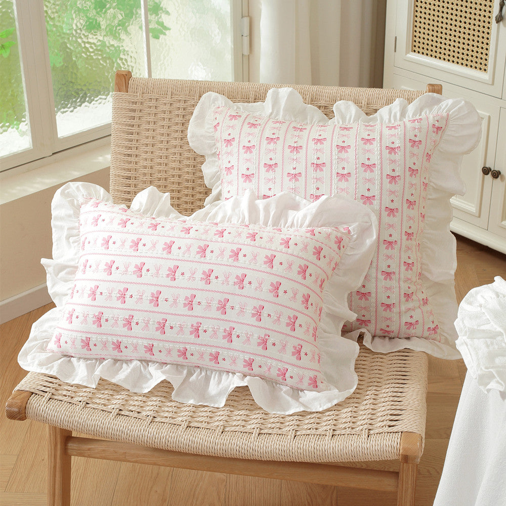 Decorative ruffled throw pillows