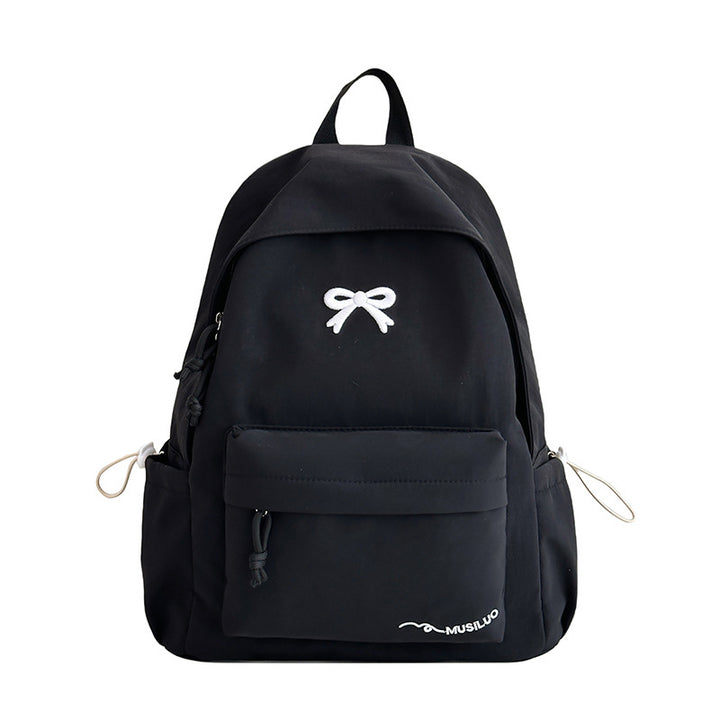 Bow-Embossed Casual School Backpack Bowlift