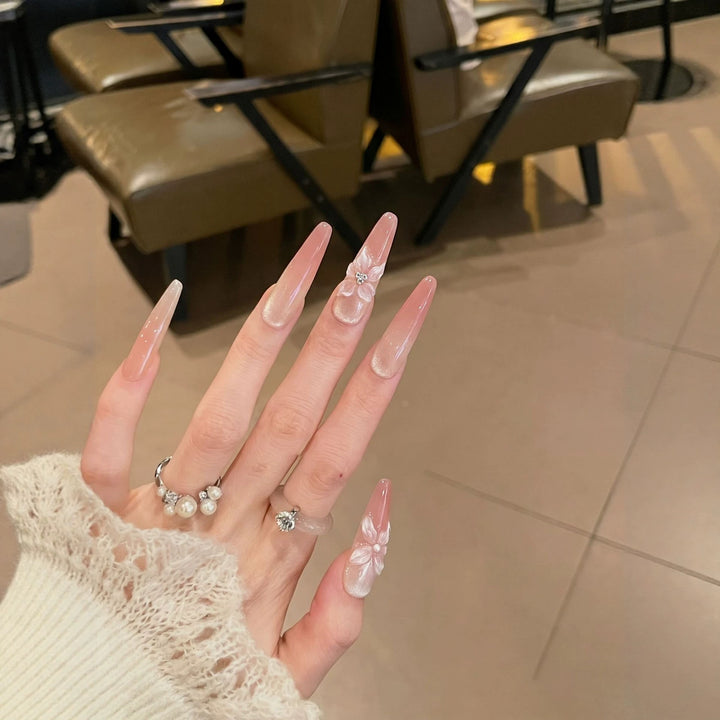 Floral Art Stiletto Press-On Nail Set Bowlift