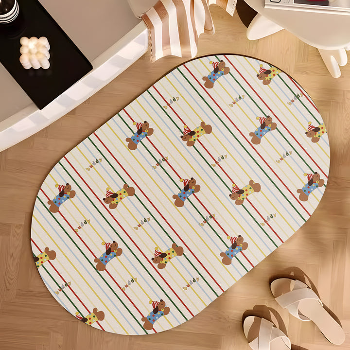 Playful Cartoon Dog-Themed Bath Mat Bowlift