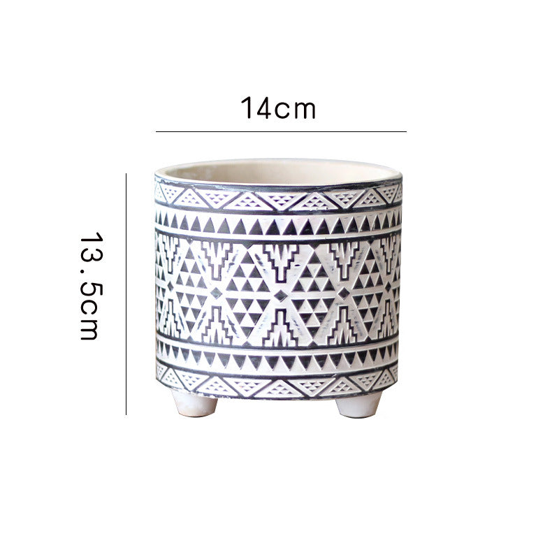 Decorative plant pot with geometric pattern Bowlift