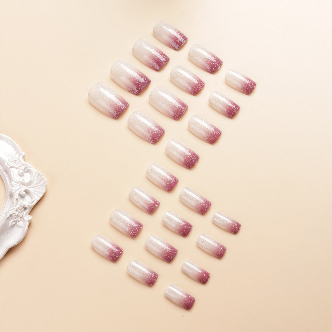 Ombre Glitter Acrylic Nail Extensions Bowlift