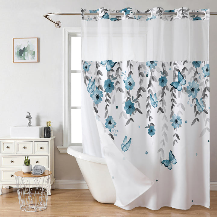 Floral Butterfly Shower Curtain Bowlift