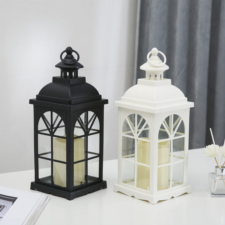 Vintage-Style Metal Lantern Candle Holder with Glass Panels Bowlift