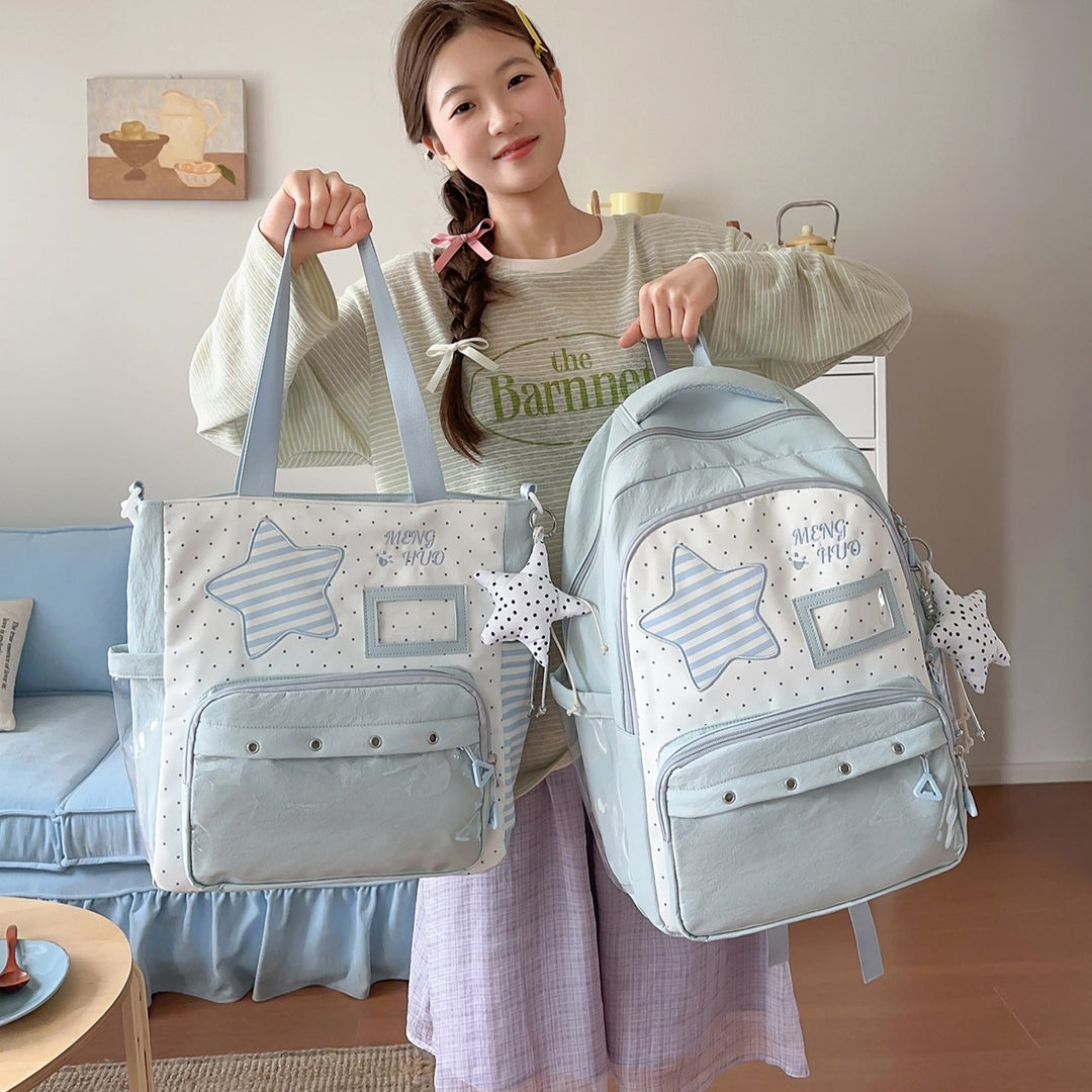 Fun-Themed Star Print Backpack Bowlift