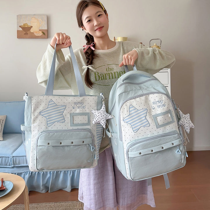 Fun-Themed Star Print Backpack Bowlift