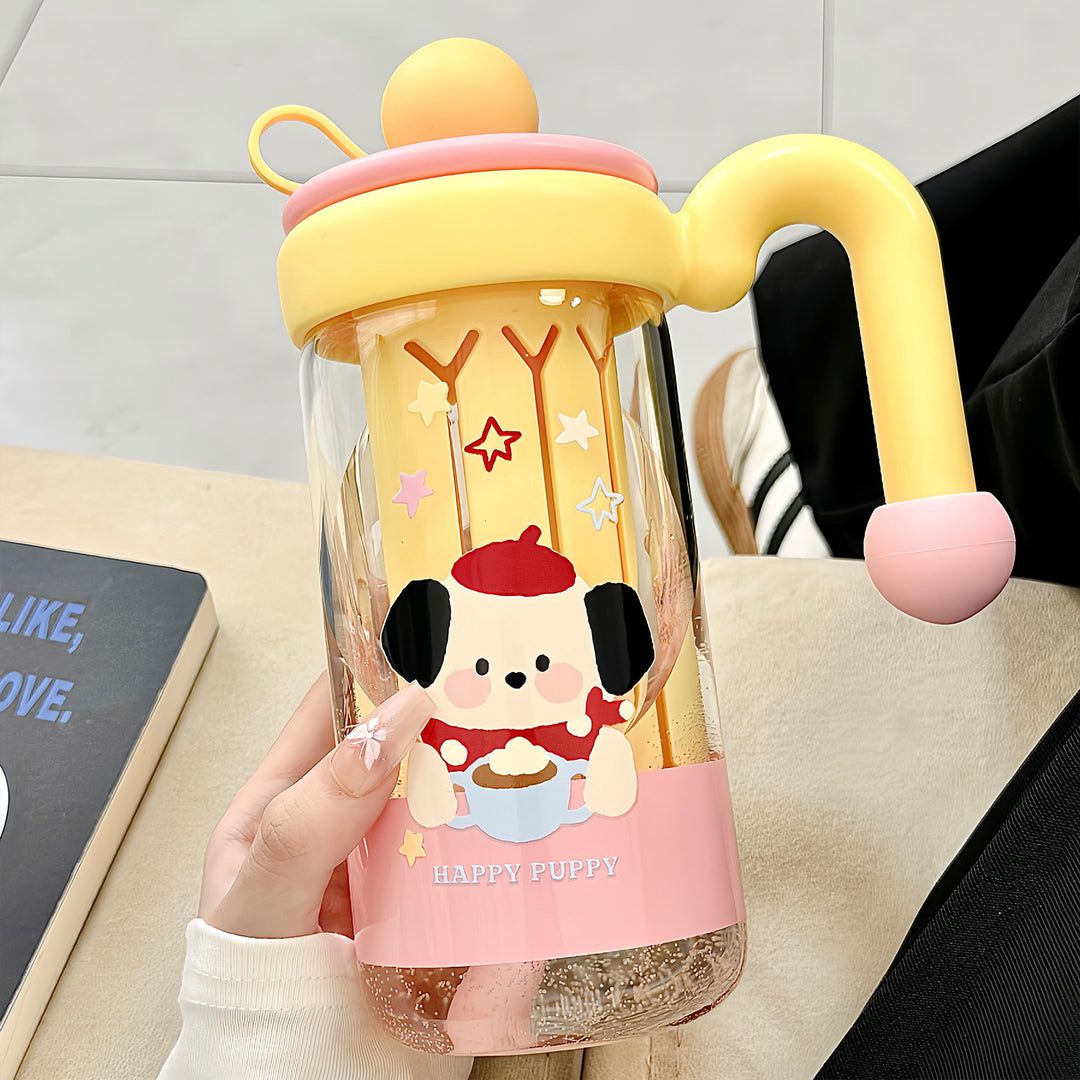 Women's water bottle with playful cat pattern Bowlift