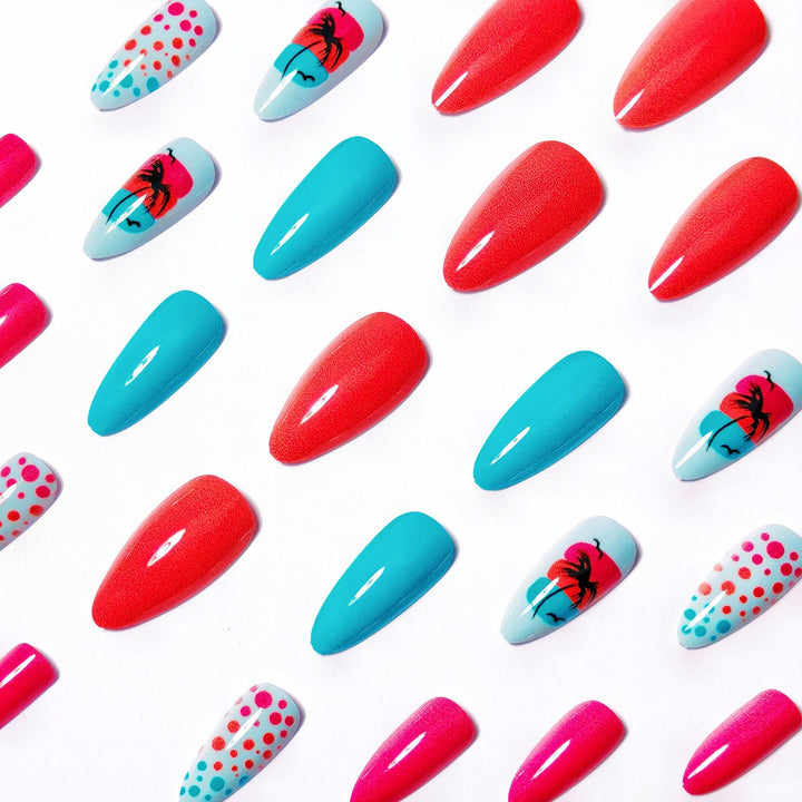 Artificial nails with Lively Tropical motif Bowlift