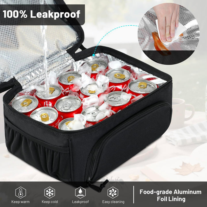Insulated Lunch Bag with Multiple Compartments and Bottle Holder Bowlift