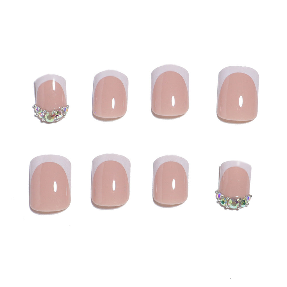 Elegant Press-On Nail Set with Rhinestone Accents Bowlift