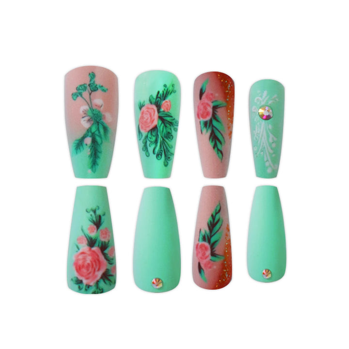 Floral Embellished Press-On Nail Set Bowlift