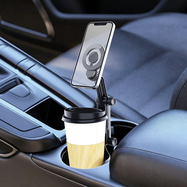 Adjustable car headrest tablet and smartphone holder with telescopic support arm and anti slip cradle Bowlift