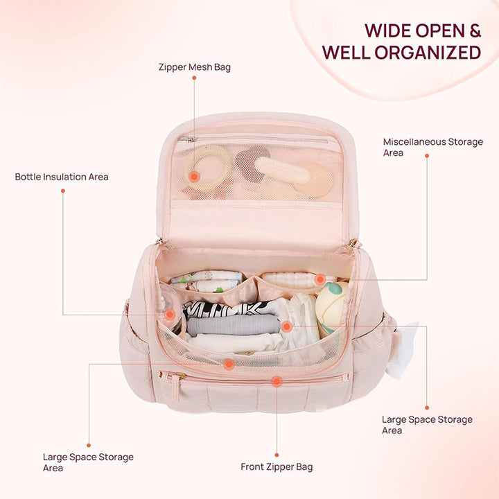 Multifunctional diaper bag with insulated compartment and practical outer pockets Bowlift