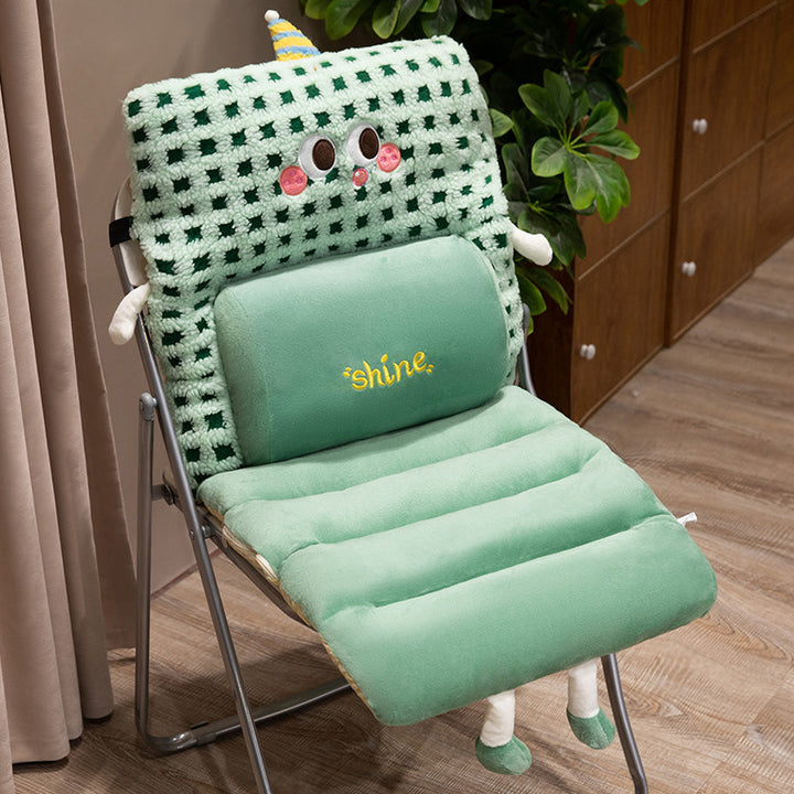 Plush seat cushion with ergonomic back support Bowlift