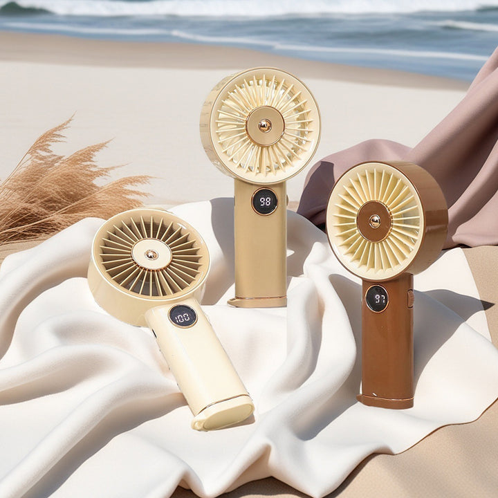 Cooling handheld rechargeable mini fan with touch speed display and detachable desktop stand Bowlift