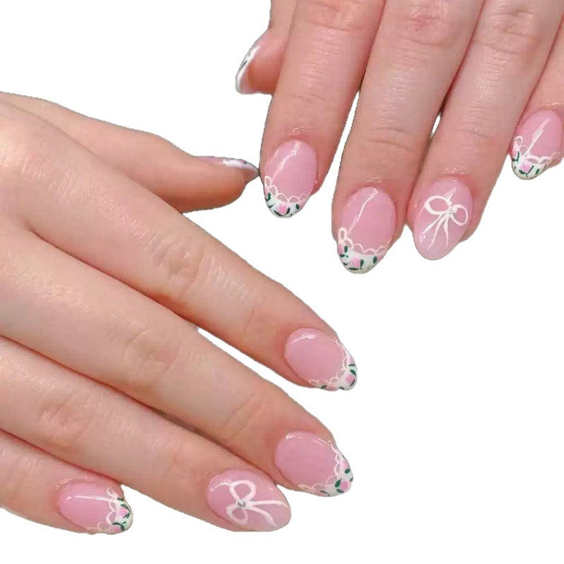 Artificial Nail Set with Elegant Bow Design Bowlift