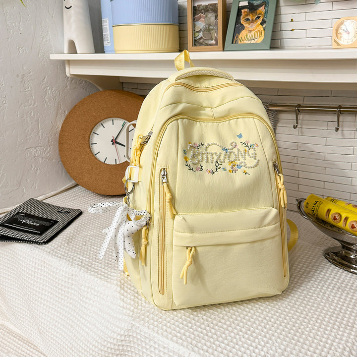 Embroidered Multi-Pocket Backpack Bowlift