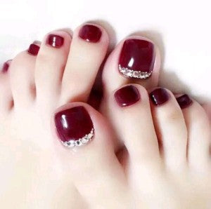 Premium Decorative Press-On Toenails with Crystal Accents Bowlift