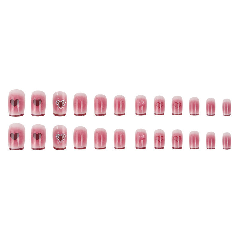 Elegant Heart-Embellished Press-On Nails Bowlift