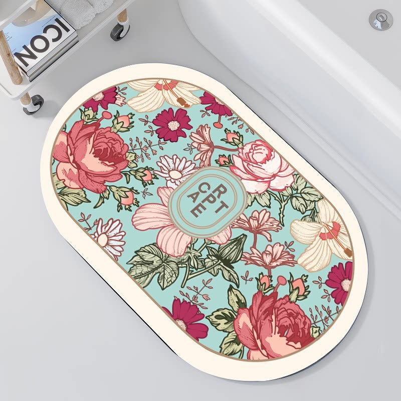 Floral Embellished Memory Foam Bath Mat