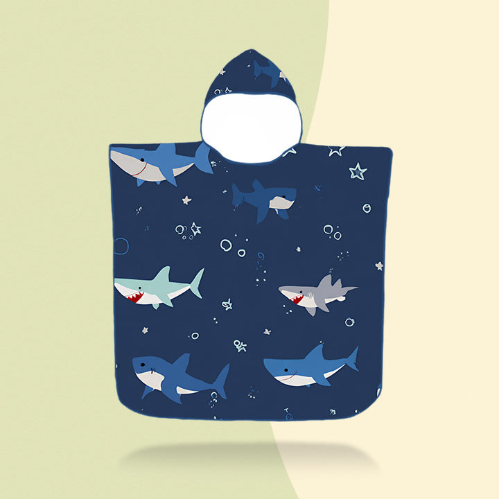 colorful hooded poncho with robot motif Bowlift