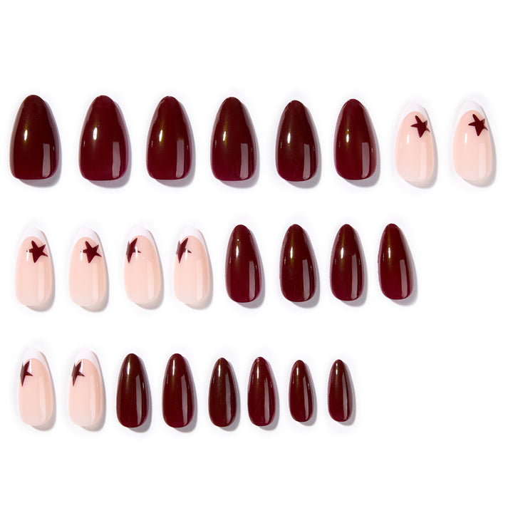 Artful Nail Extensions with Star Design Bowlift