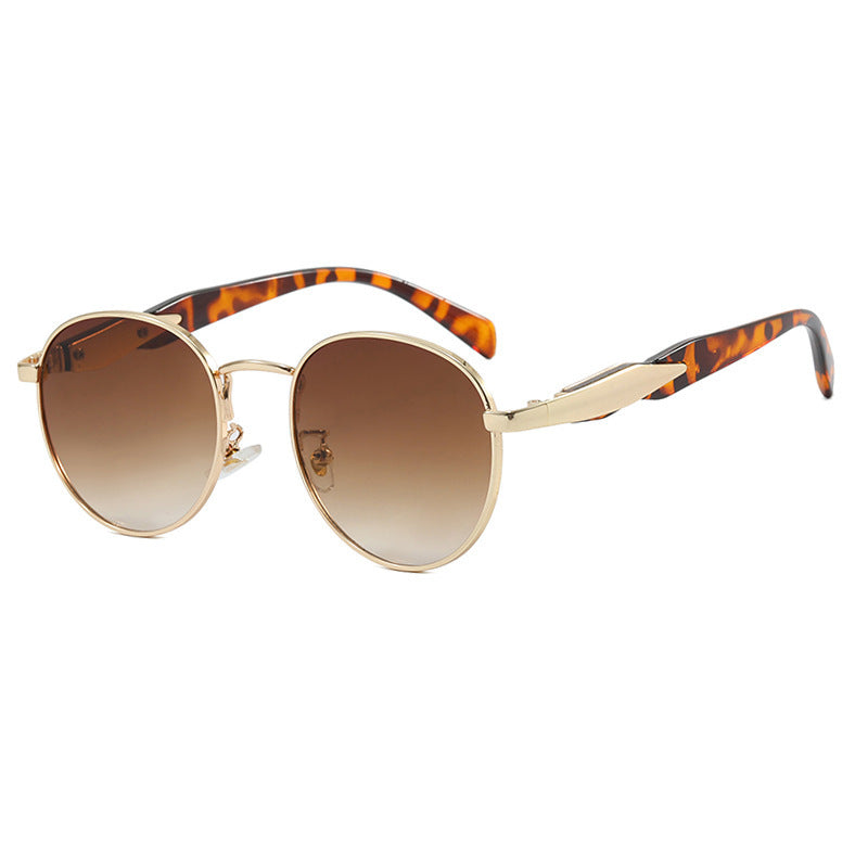Women's round sunglasses with elegant, golden frame and UV protection Bowlift