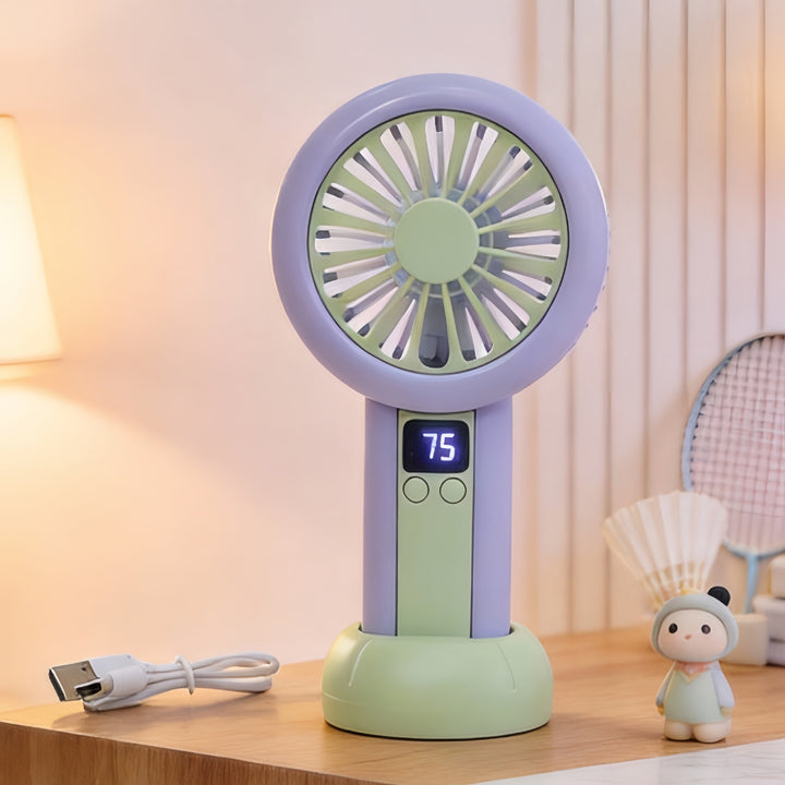 Ladies portable mini fan with LED display Bowlift