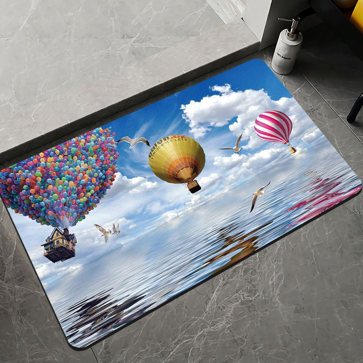 Elegant Floral Design Bath Mat Bowlift
