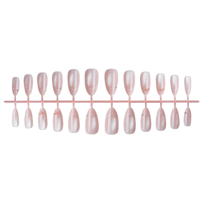 Artificial nail set with elegant bow and glitter accents Bowlift 1789119022