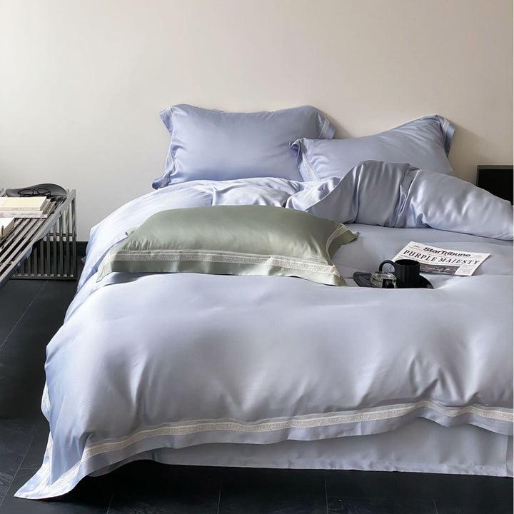 Elegant satin duvet cover set with a silky-smooth touch and fine border