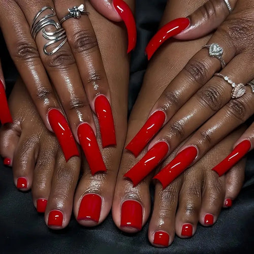 Glossy Long Nail Art Enhancements Bowlift