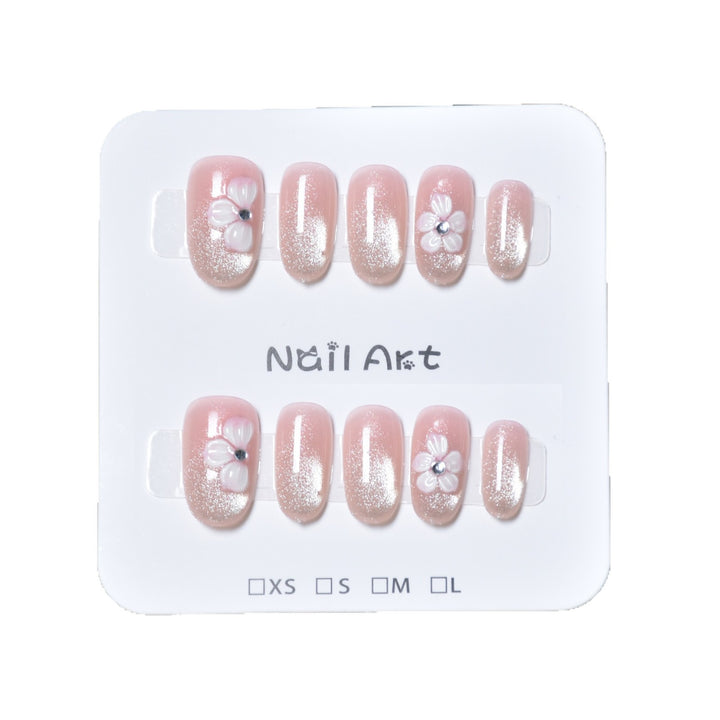 Decorative Press-On Nail Extensions with Floral Design Bowlift