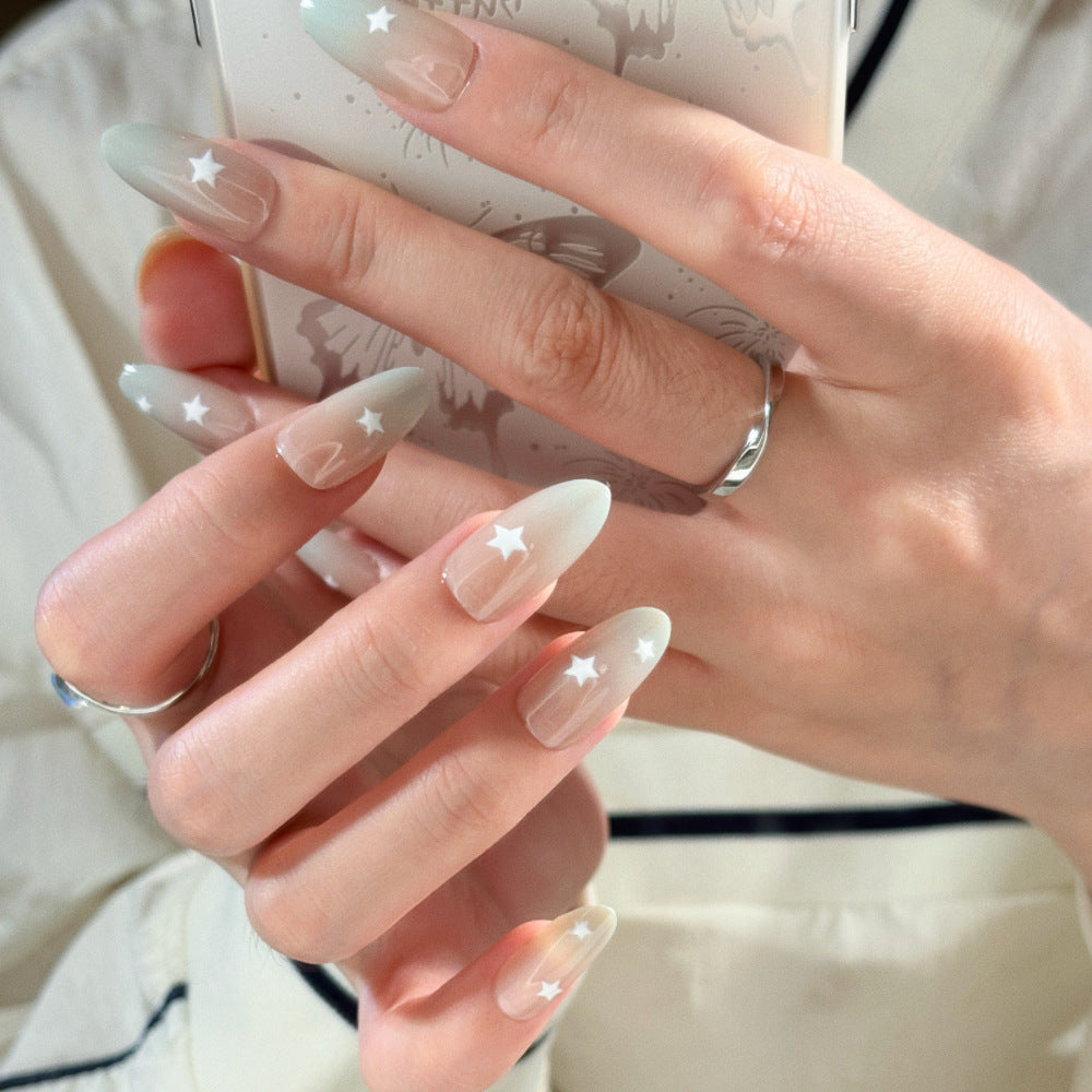 Star-Printed Elegant Press-On Nails Bowlift