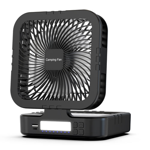Portable Battery-Operated Camping Fan with LED Light Bowlift