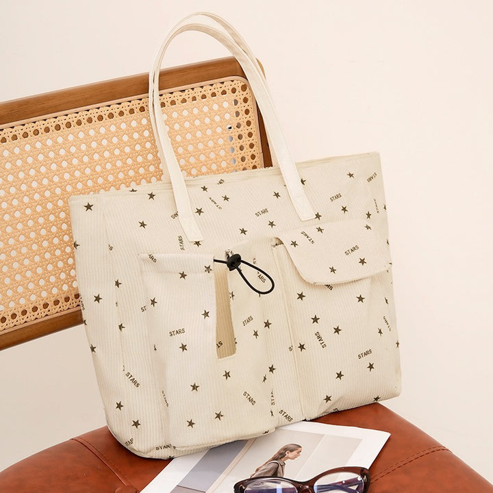 Stylish Star Patterned Cotton Tote Bag Bowlift