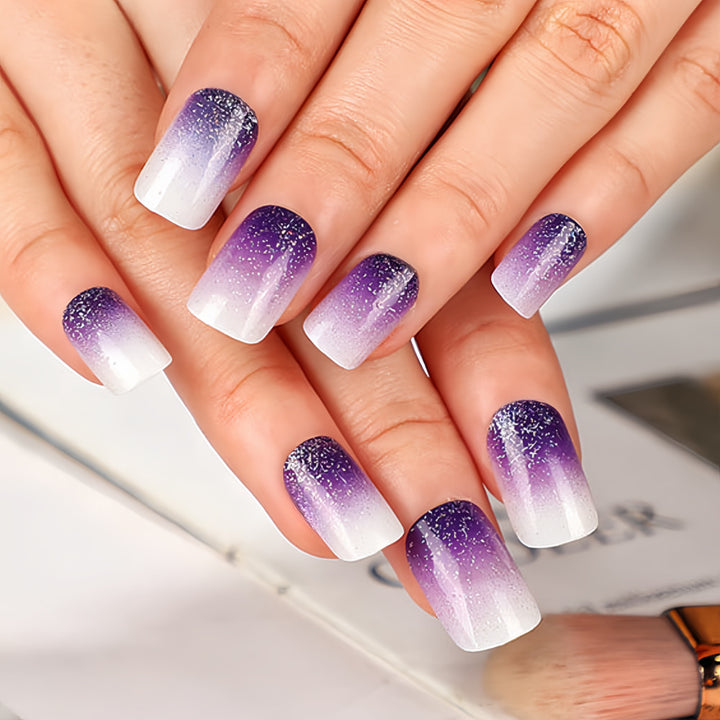 Glittering artificial nails with ombre effect Bowlift