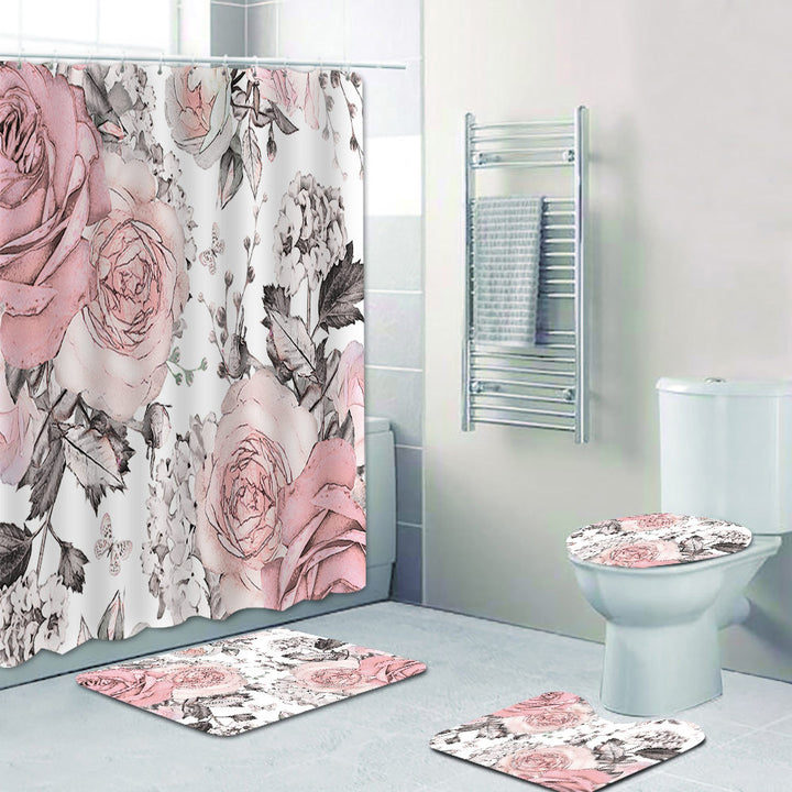 Floral Print Shower Curtain Bowlift