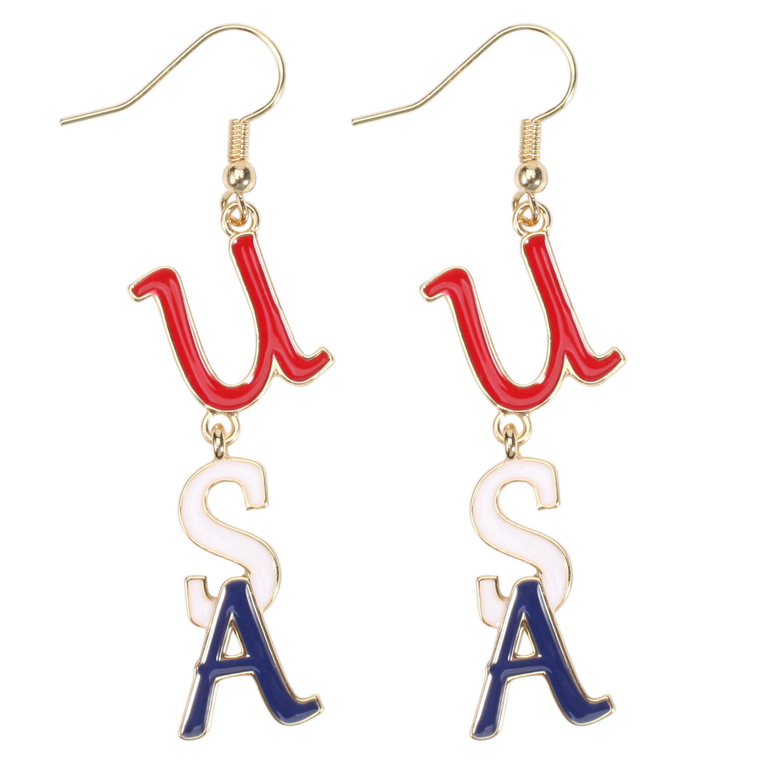 Women's filigree earrings in flag design with crystal stripes and enamel trim Bowlift