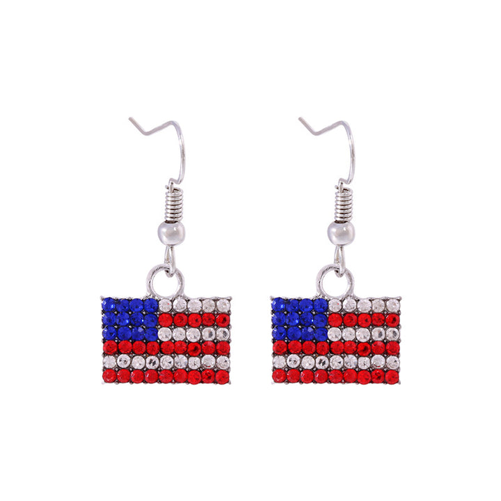 Women's star-shaped enamel earrings with USA flag motif and gold-plated fish Bowlift