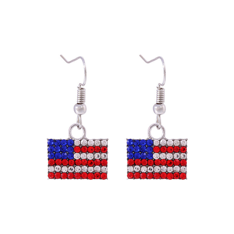 Women's lightweight star earrings with enamel flag design and fishhook Bowlift