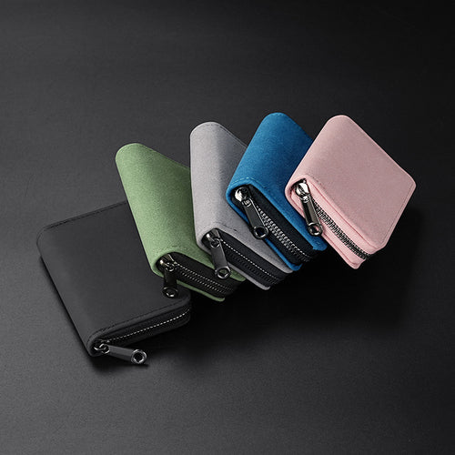 Compact Zippered Leather Wallet