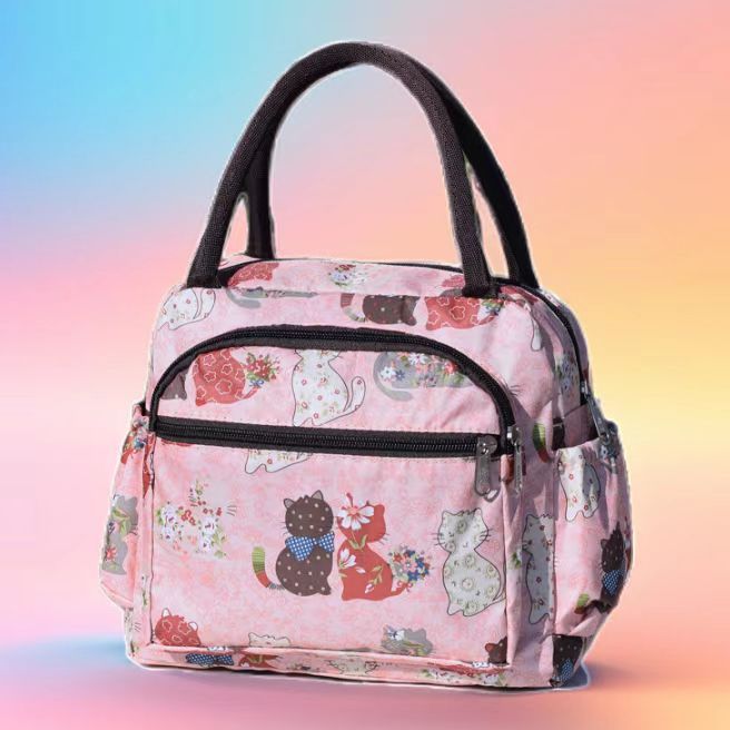 Cat Print Multi-Pocket Tote Bag Bowlift